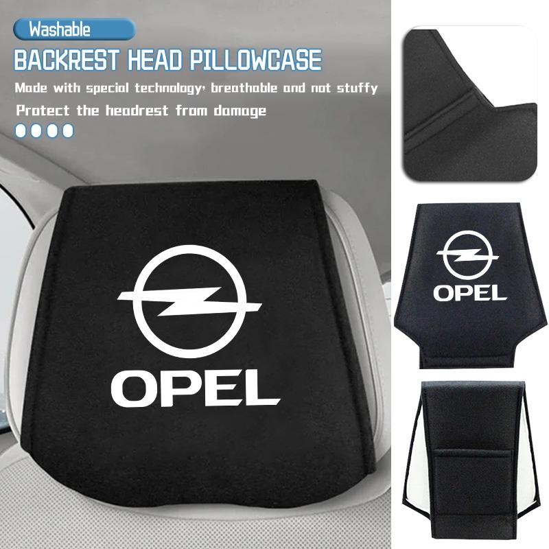 Car Logo Seat Headrest Cover Suede Perforated Pillowcase Pad For Opel Corsa Mokka Astra Cascada Adam Insignia Meriva Vectra