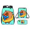 Cartoon Capybara Pattern Backpack Shoulder Bag Pencil Case Three Piece Set