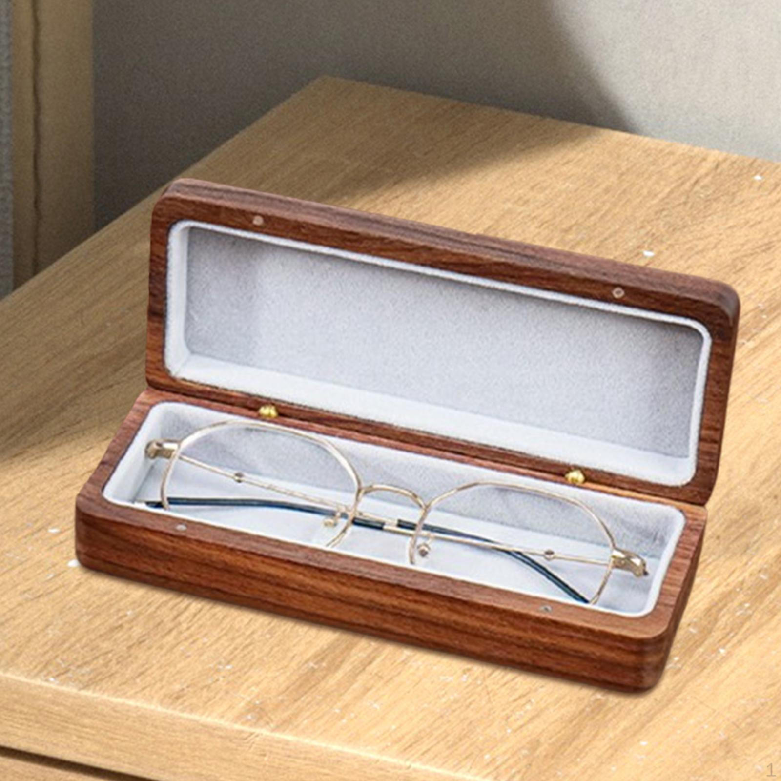 

Футляр для очков, хранение, дерево (Очки в комплект не входят) Портативный защитный темно-коричневого