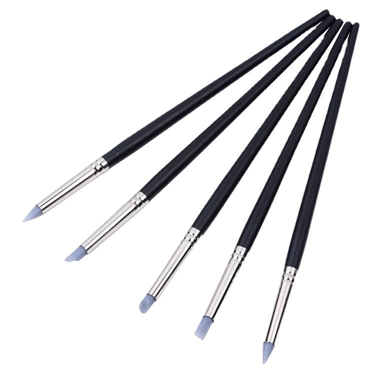 5-Piece Silicone Clay Tool Set: Soft Tip Brush & Fingerprint Remover