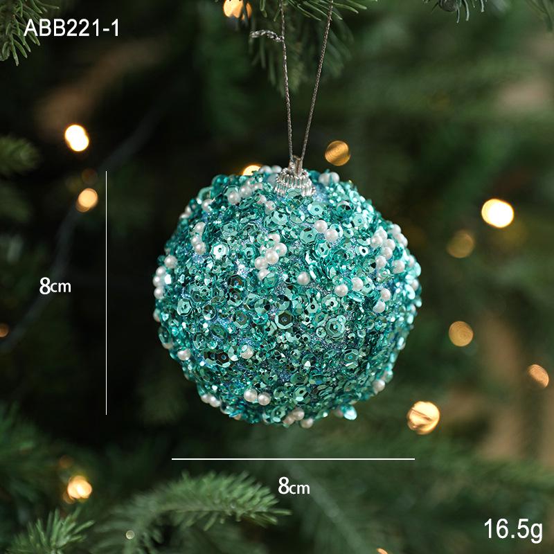 8CM Sequin Foam Christmas Tree Ornament Ball - Hanging Decoration