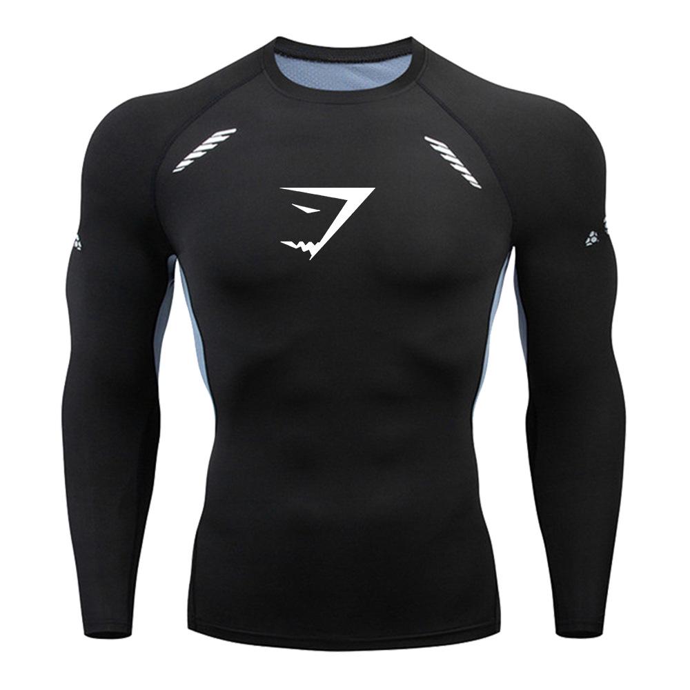 GYMSHARK Herren Schnelltrocknendes Kompressionsshirt mit langen Ärmeln - Atmungsaktive Sportbekleidung für Laufen & Fitness