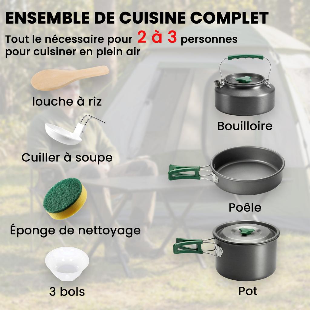 Camping Cookware Set, 11-Piece, Grey