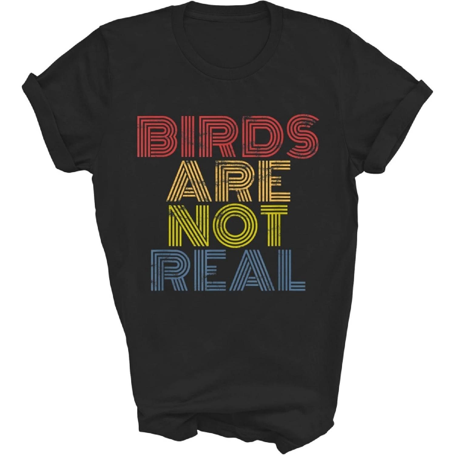Lunar Zone Bird Watching Goes Both Ways Birds Arent Real are Not Real Birds Spies 3 Gift Unisex Shirt Women Men T-Shirt (Black;XL) S