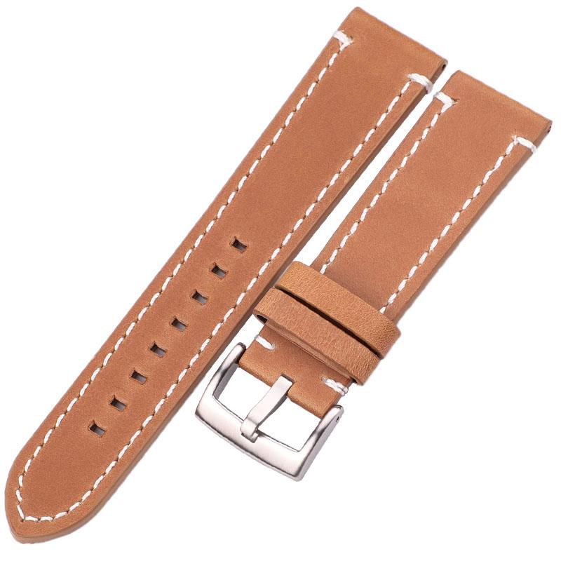Watchband 18mm 20mm 22mm Genuine Leather Watch Strap Belt Manual Men Thick Brown Black Watchbands Buckle Watches Accessories
