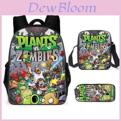 Mochila Escolar Infantil Plants Vs Zombies Pack de Tres Piezas Con Diseño Ligero y Duradero Para la Escuela