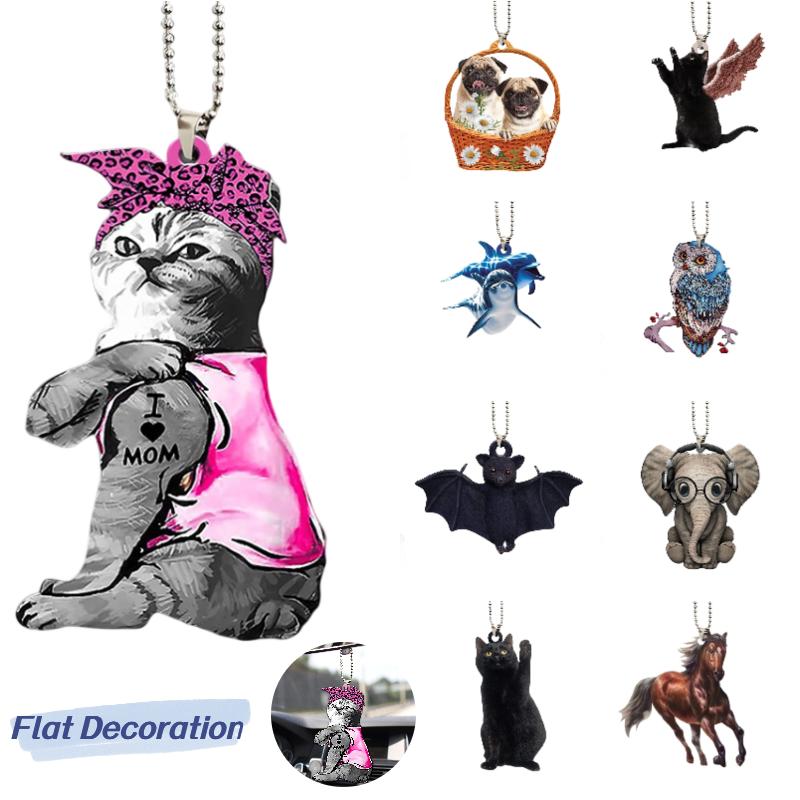 Acrylic Car Flat Hanging Interior Pendant Bat Black Cat Bag Ornaments Home Decor