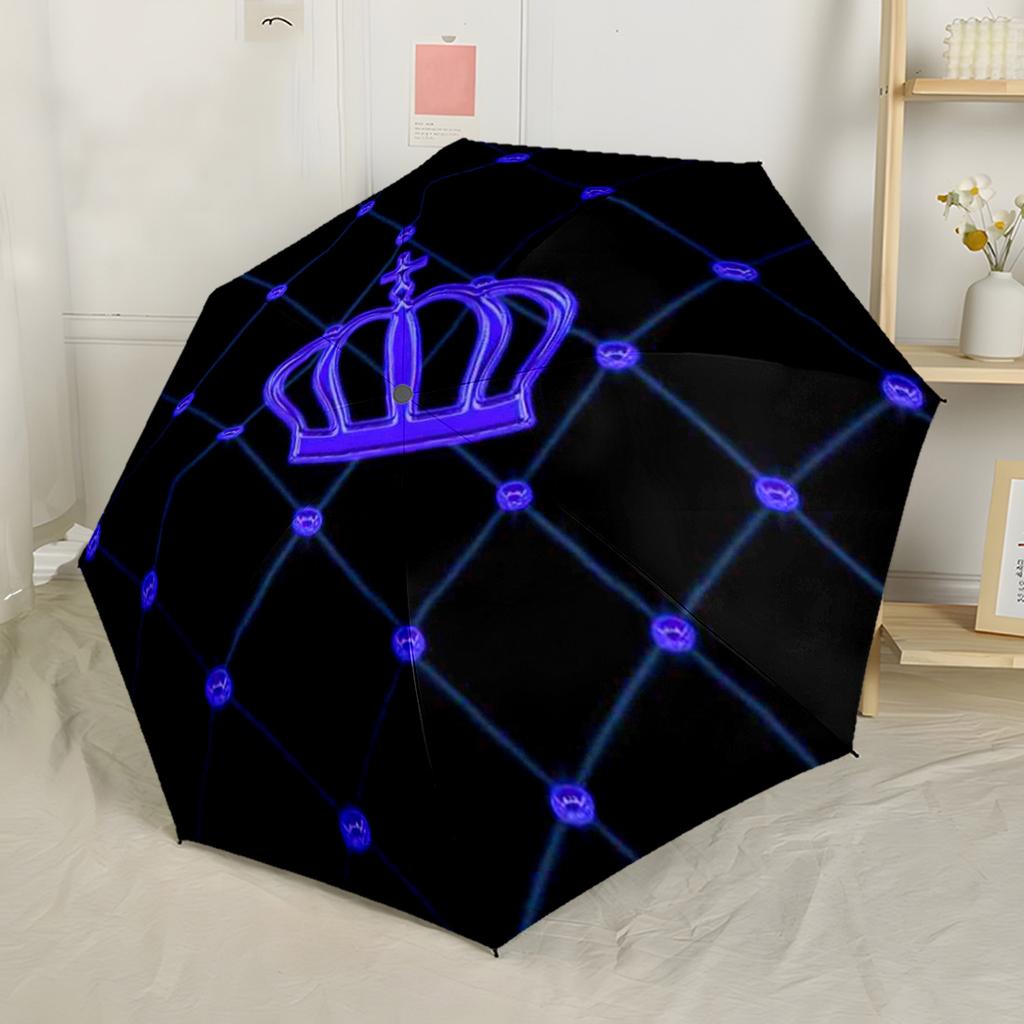 Queen Crown Roses Stars Automatic Umbrella Compact 8 Rib Design Foldable Design Travel Essential Fashionable Accessory