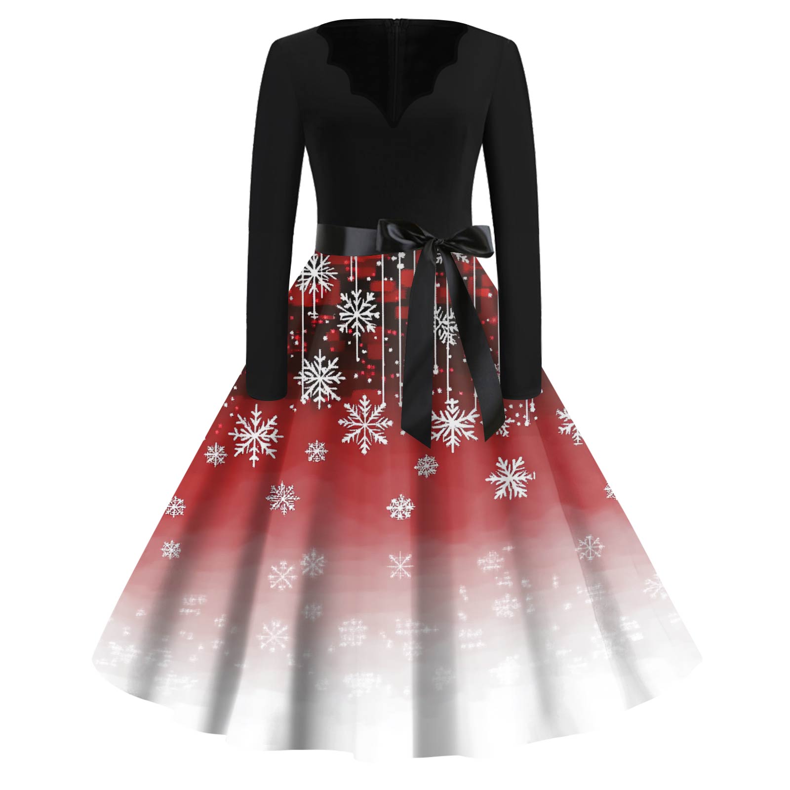 

Женское модное платье с V-образным вырезом, свободного кроя, с рождественским принтом и длинными рукавами XL арбуз красный