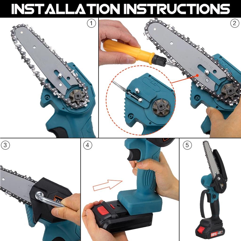 88VF 6 Zoll Bürstenlose Elektrische Säge Mini Kettensäge Batterie Display Holz Cutter Beschneiden Garten Power Tool Für Makita 18V batterie