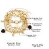 Punk Golden Metal Thick Chain Bracelets for Women Men Pentagram Heart Beads Pendant Charm Bracelet Set Fashion Jewelry