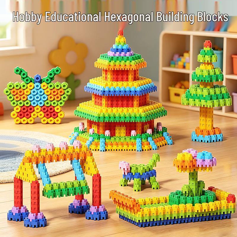 Hexagonal Building Blocks: DIY Educational Toy with Storage Box for 3D Architecture Assembly