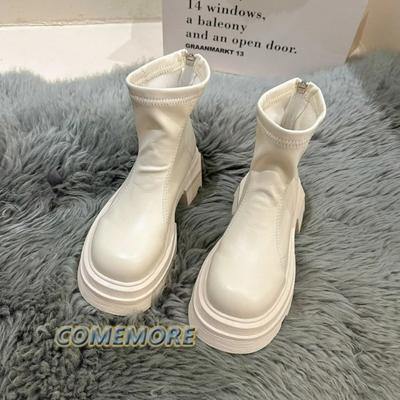 Fashion Women Autumn Platform Ankle Boots Fashion Ladies Thick Sole Round Toe Short Comfortable Winter Motorcycle Boots Bottine 2024 New