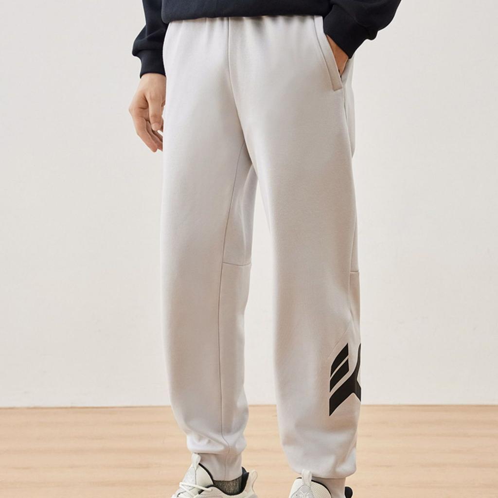 Anta Solid Color Skin-Friendly Printed Joggers Men Bottoms Grey 152241304N-1