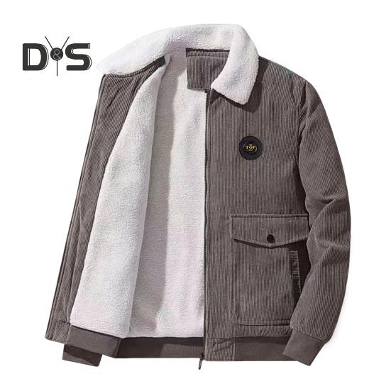 

Мужская куртка с лацканами, длинный рукав, плюшевая подкладка, пальто с карманами с клапанами, застежка-молния по всей длине, однотонная утолщенная теплая вельветовая верхняя одежда XXXXL серый