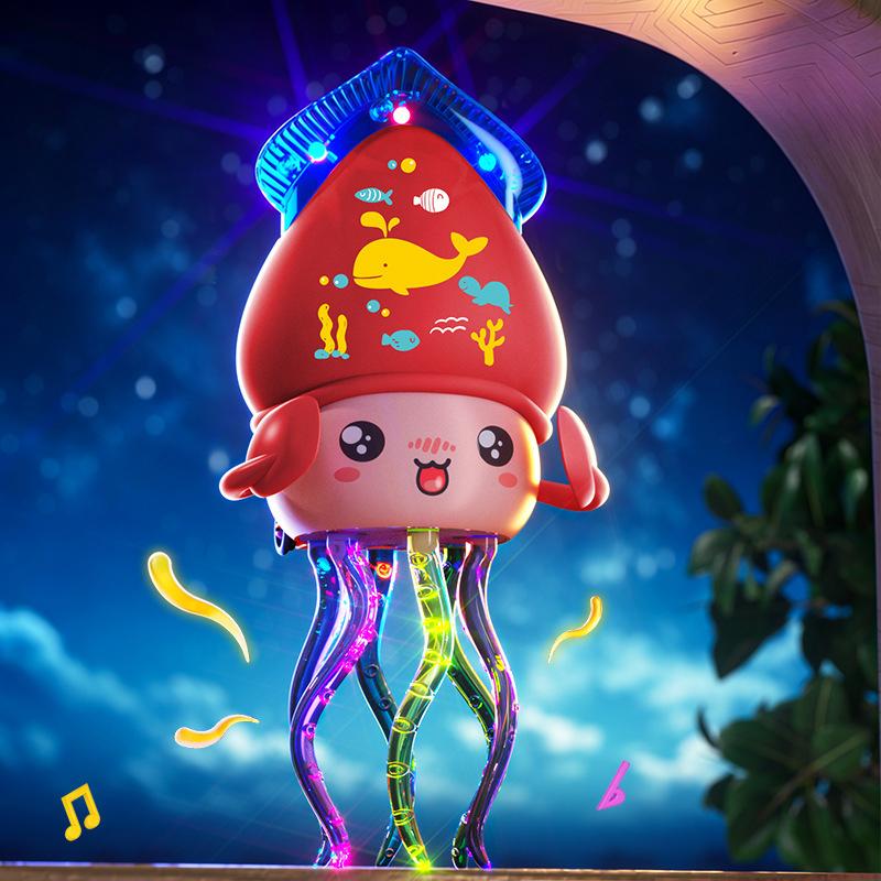 Engaging Stress Relief Octopus Toy LED Light Up Intelligent Dancing Plastic Gift Red