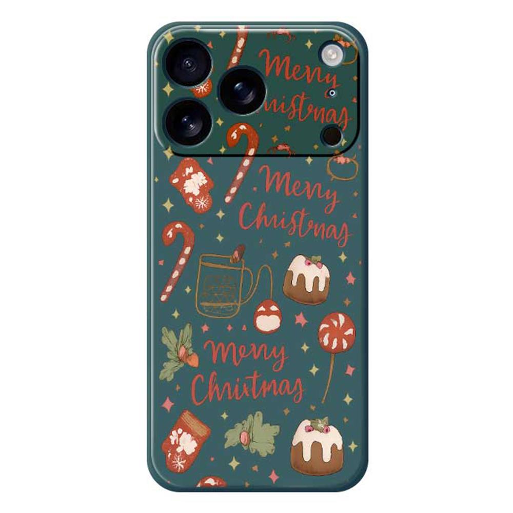 For iPhone 17 Pro Case Merry Christmas Pattern Printing Straight Edge TPU Phone Back Cover