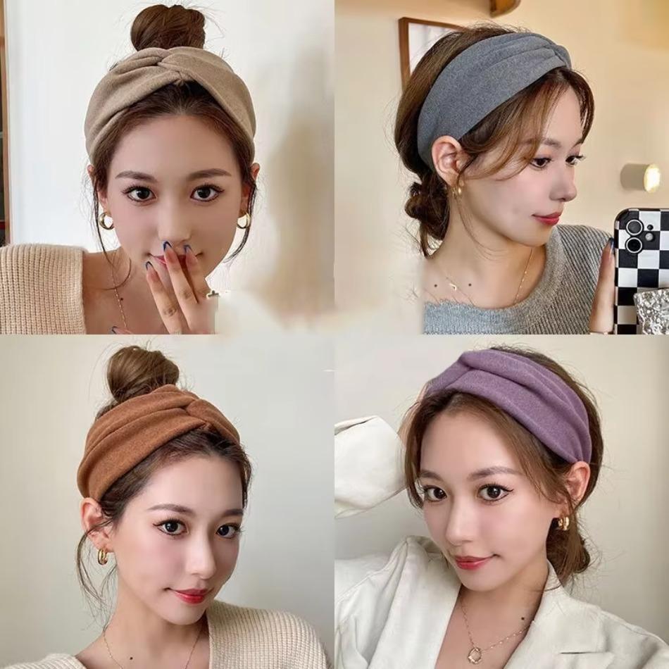 1 Pcs Retro Cross Turban Women Girls Solid Color Hairband Knitted Soft Headband Bandage Turban New Fashion Hair Accessories
