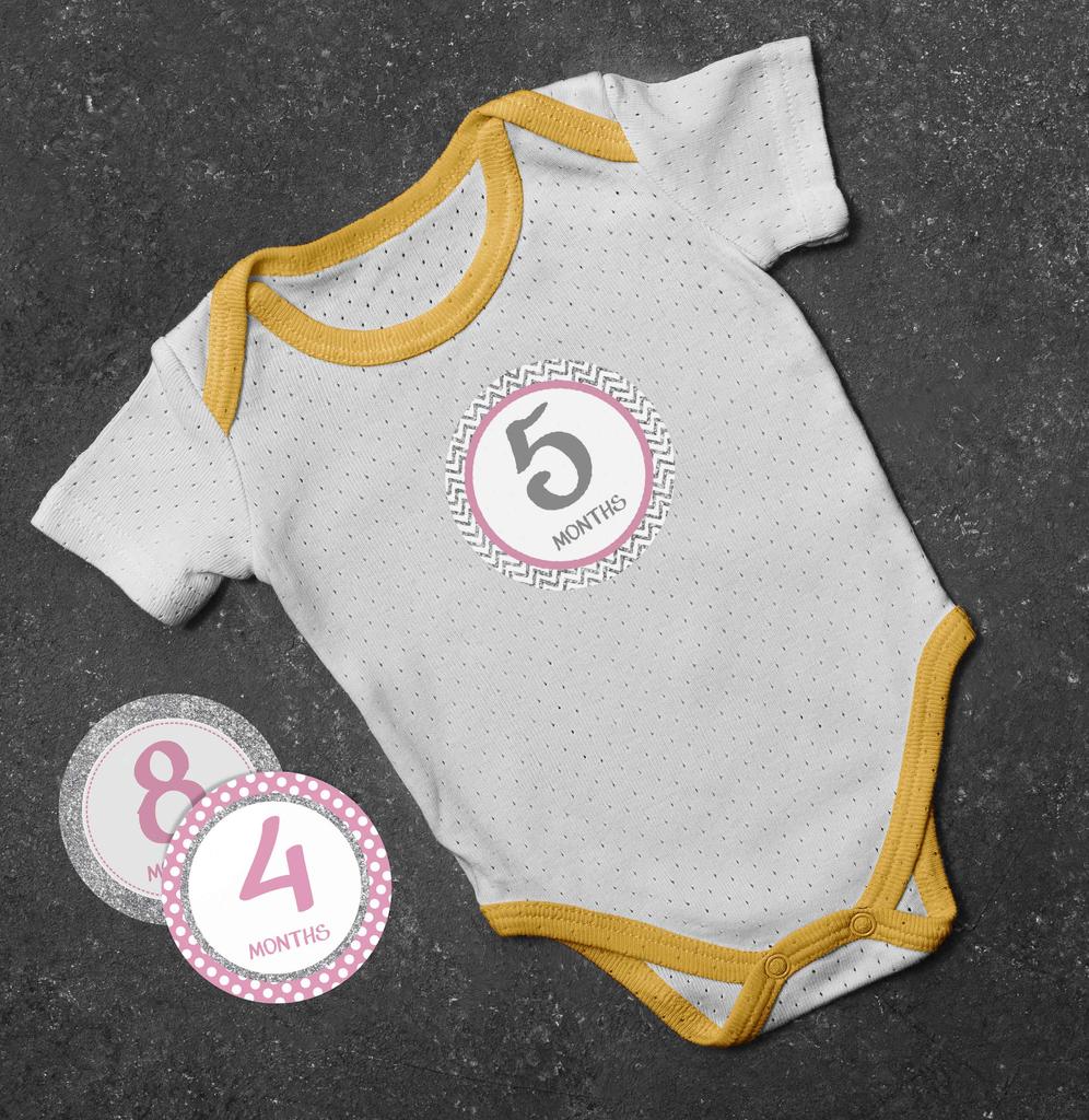 Inkdotpot 12 Month Baby  Milestone  Sticker  Boy Girl-Monthly  Milestone  Round  Stickers 24 Count
