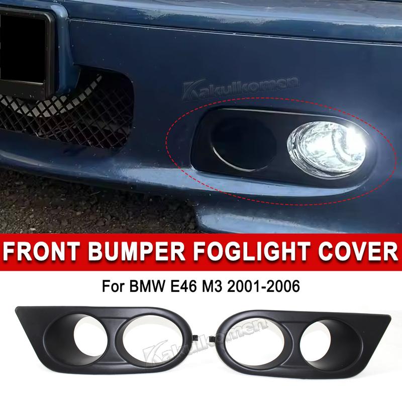 Carbon Fiber Fog Light Cover for BMW E46 M3 2001-2006 Glossy Black Fog Lights Grill Frame Surrounds Air Duct Fog Lamp Hood
