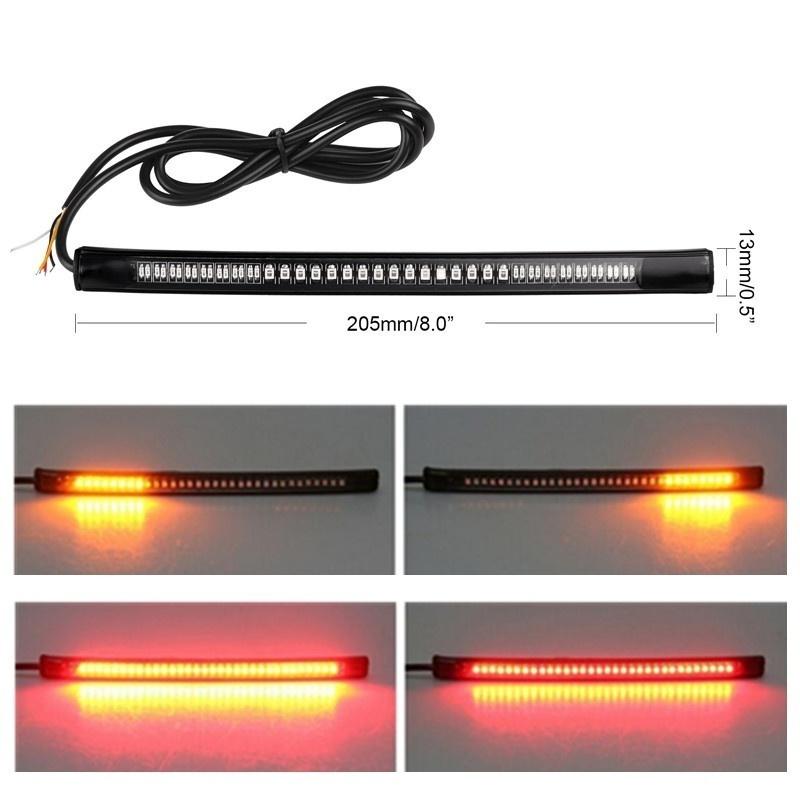 Motorcycle 48 LED Light Bar Flexible Strip Turn Signal Tail Rear Brake Stop Bulb Lamp