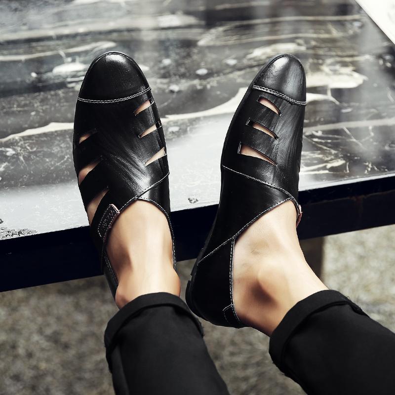 Fashion Trendy Men's New Fashionable Leather Shoes Men Casual Shoes Work Men Shoes Comfortable Hollow Out Outdoor Party Walking