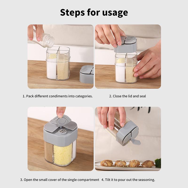 4 w 1 Camping Piesze wycieczki Słoik na przyprawy do gotowania na świeżym powietrzu Grill Bbq Dozownik przypraw Akcesoria kempingowe Naczynia kuchenne Sprzęt Akcesoria