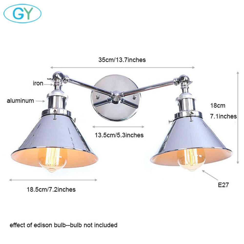 

Старинный двойной настенный светильник, винтажный промышленный настенный светильник на 2 лампы с высококачественной хромированной отделкой, светильники для домашнего освещения