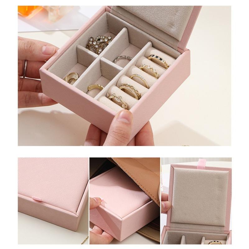 Minimalist Vintage Jewelry Organizer - Portable Travel Box with Display for Earrings Necklaces Rings & Accessories