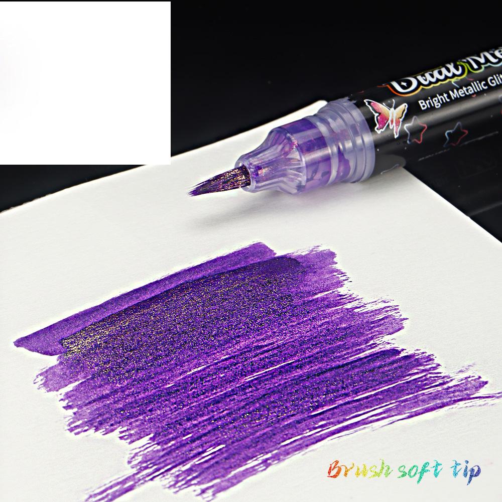 

Butterfly Glitter Brush Pen Metallic Highlighter Ink Pen with Soft Flexible Tip Golden Glitter Flow Writing Tool for Journaling