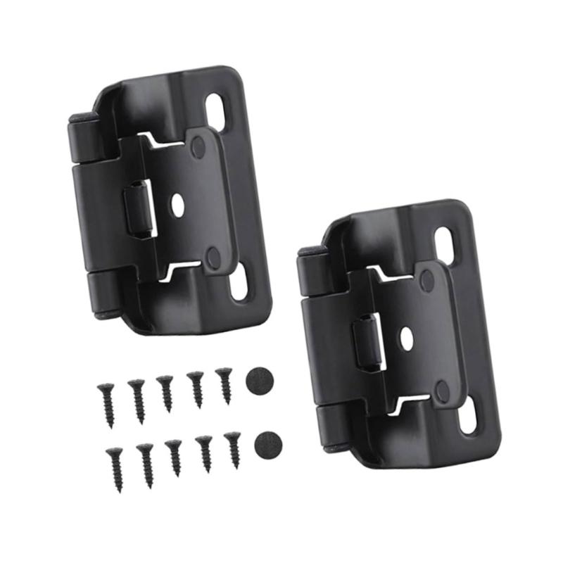 2 Pack Antique Steel Closing Cabinet Hinges 1/2Inch Overlays Half Hide Designs Portable for Kitchen Cabinet Door