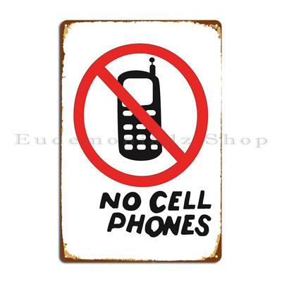 Zakaz Używania Telefonów Komórkowych Metalowe Znaki Garaż Klub Drukowany Zabawna Dekoracja Garaż Blaszany Znak Plakat