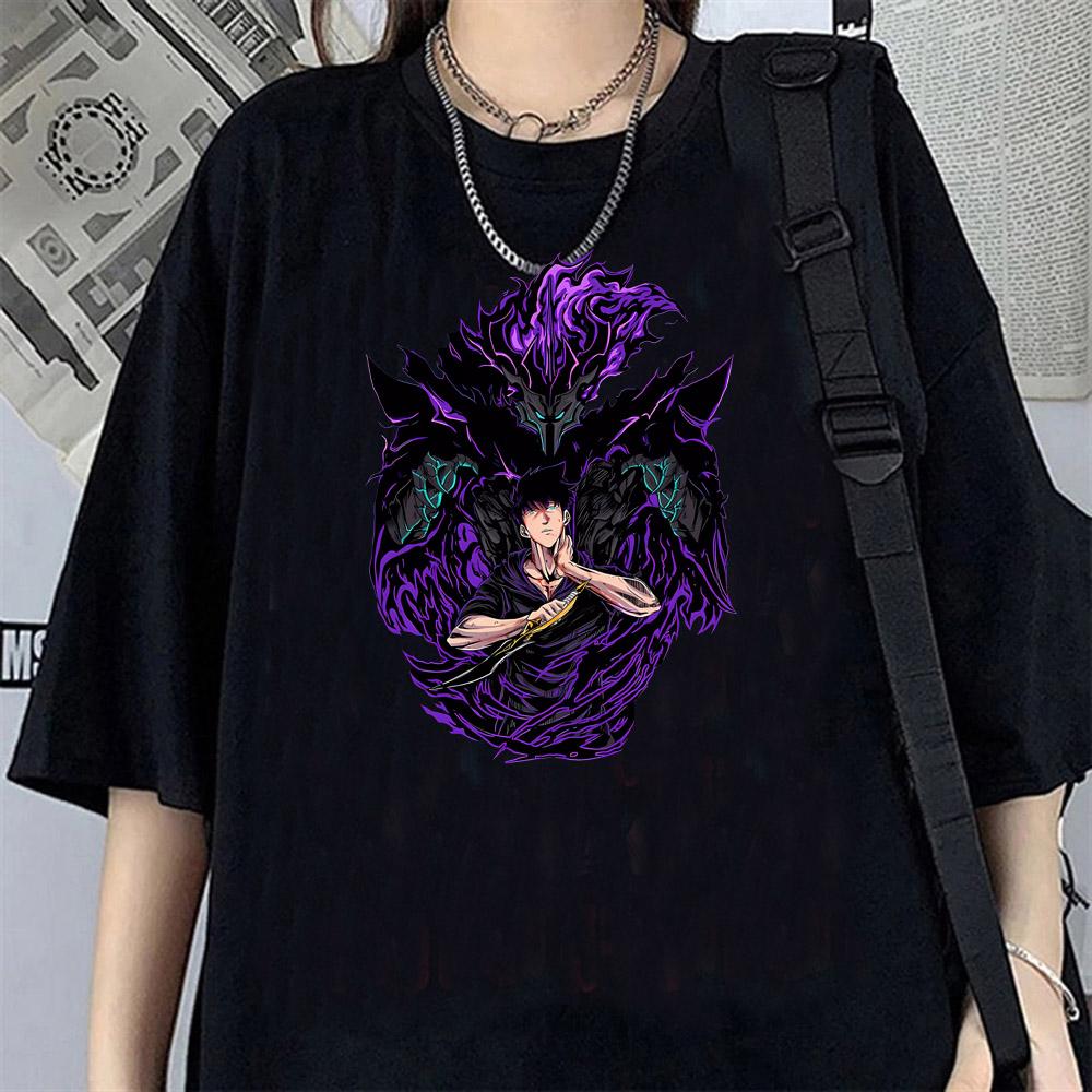 Solo Leveling T-Shirt Sung Jinwoo New Anime Manga Tshirt Men Women Clothing Short Sleeve Cartoon T Shirt