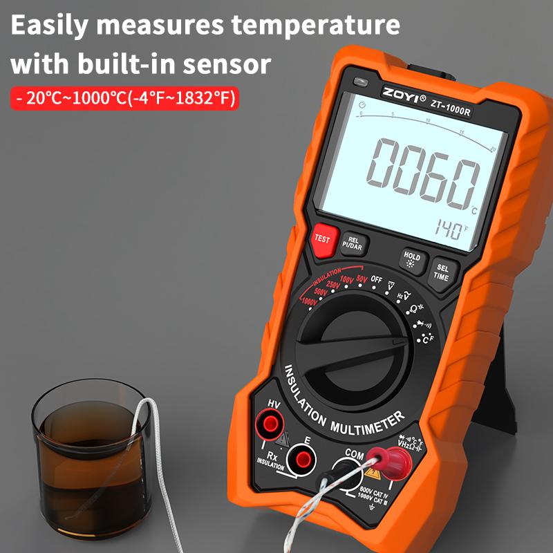 ZOYI High Precision Megohmmeter Multimeter 2-in-1 1000R Insulation Tester Electrician 1000V for New Energy Electrical