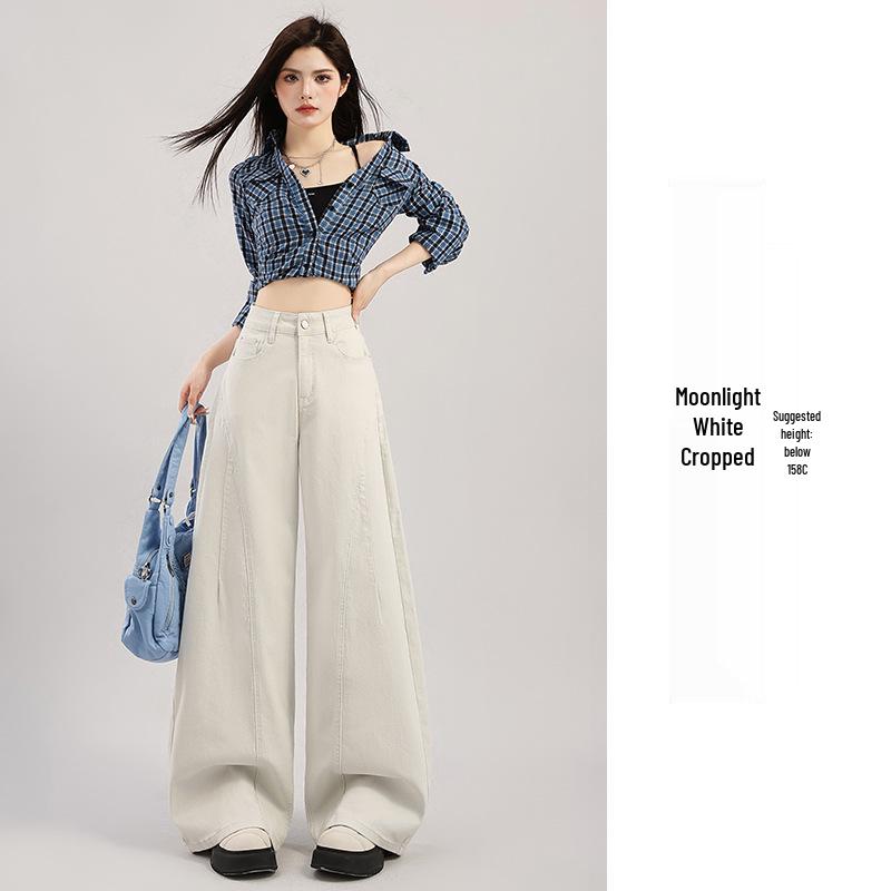 

Women s High-Waisted Retro Wide-Leg Jeans - Slimming, Loose, and Versatile for Spring Large