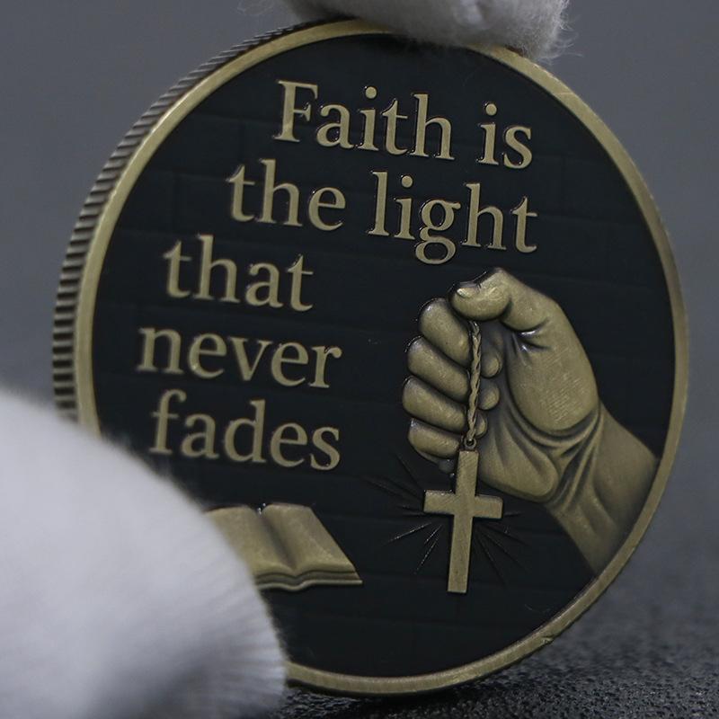 Bronze colored commemorative coin, Silent Prayer commemorative medal, metal craftsmanship, commemorative medal