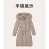 Womens Long Winter Cotton Coat With Faux Fur Collar Hooded Slim Fit Warm Thick Outerwear In Coffee Brown