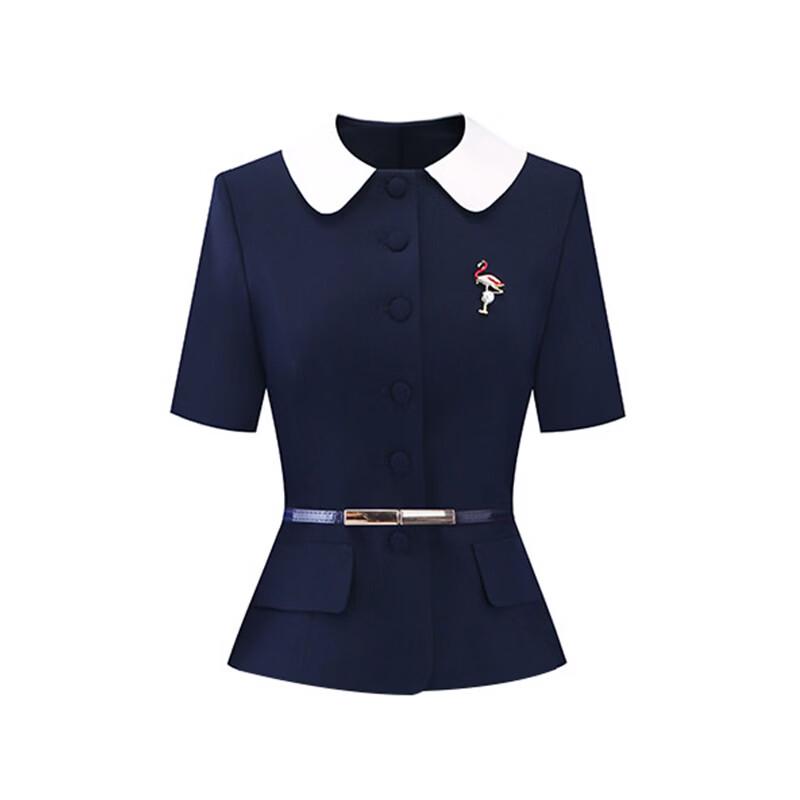 Tluoman Women's Doll Collar Business Suit Skirt Set