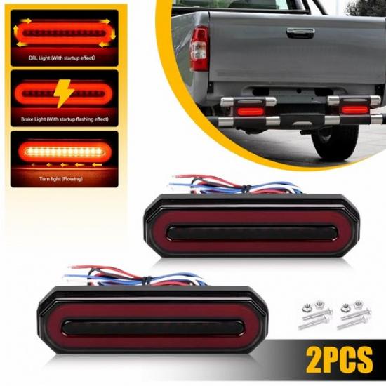 2X Trailer Truck LED Sequential Flowing Stop Brake Turn Tail Strip Light DRL Bar