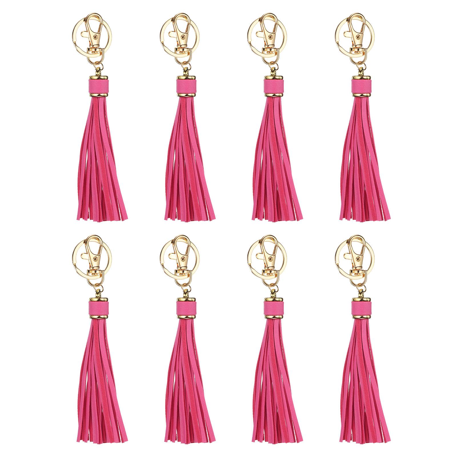 

8pcs PU Leather Tassels PU Tassels with Key Rings Tassel Curtain Bag Tassel for Jewelry Making Phone Straps Handbag DIY Crafts