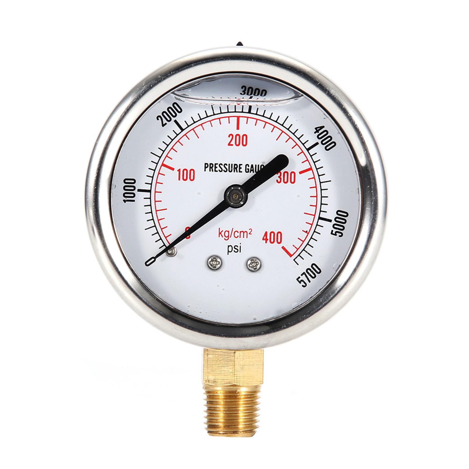 

Fuel Pressure Gauge 0‑5700PSI Liquid Filled Pressure Gauge Hydraulic Liquid Filled Fuel Pressure Gauge 0‑5700 PSI US Thread