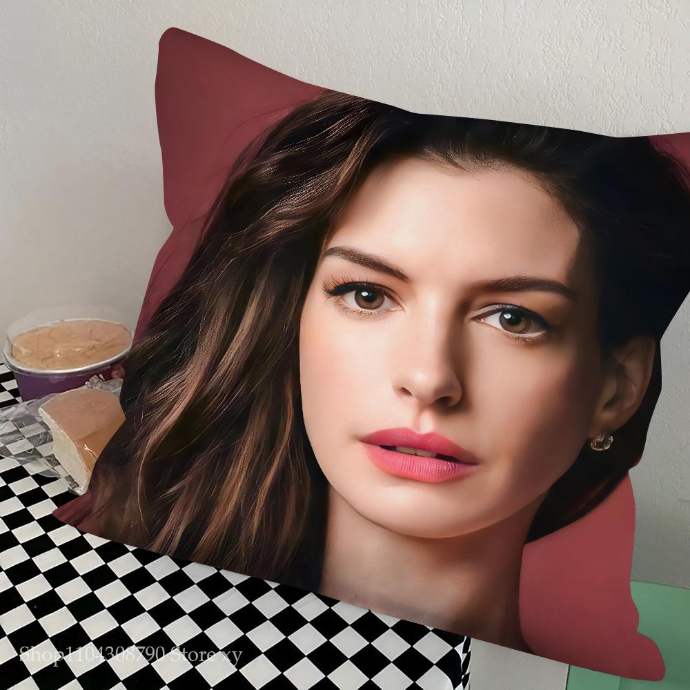 Anne Hathaway Pillow Case Square Pillow Bedroom Sofa Leisure Comfort Cushion Car Living Room Home Decoration