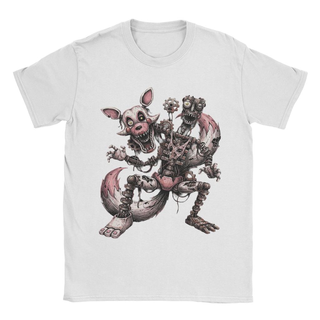 Mangle White Fox Pink Accents Horror Icon Freddyed Bonnie Game TShirts for Men Humor Pure Cotton Tee Shirt T Shirts Summer Tops