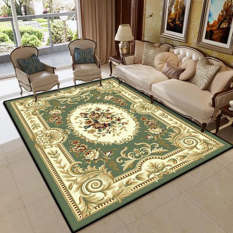 Luxury Green Living Room Carpet European Style Decoration Large Area Sofa Non-slip Rugs Bedroom Lounge Fluffy Plush Floor Mat