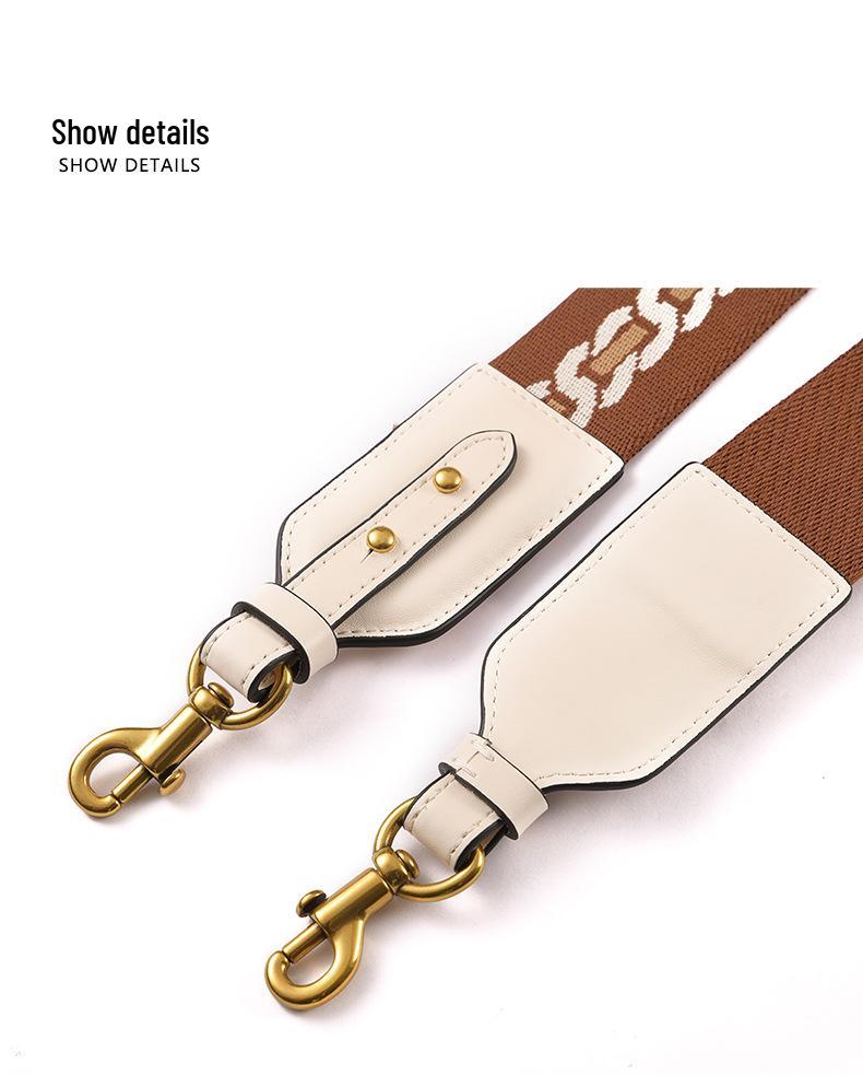 Ma Huang Shi Adjustable 4.5CM Wide Brown Vintage Chain Pattern Bag Strap MHS-F-49