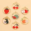 Emaljepåheng til armbånd med frukttema: Jordbær, Kirsebær, Vannmelon, Ringlegering for Øredobber & Halskjeder