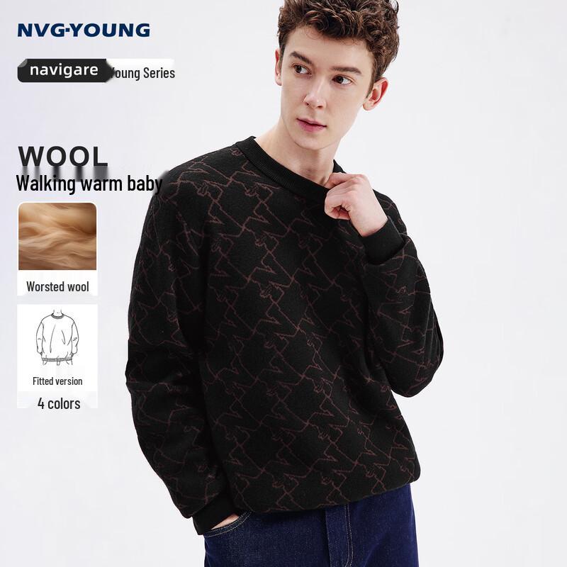 Navigare Men's 25 A/W Round Neck Wool Blend Knit Sweater