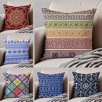 Chinesestyle Scroll Pattern Traditional Culture Cushion Cover Throw Pillow Cover Hidden Button Durable Polyester Chair Cushion