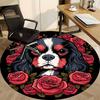 1pc Dog Rose Pattern Chair Carpet for Office, Round Non Slip Durable Large Size Office Carpet, Suitable for Office