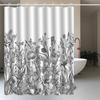 1Pc Black And White Botanical Patterned Shower Curtain, Made Of Polyester, Machine Washable, Suitable For Bathroom Dcor.